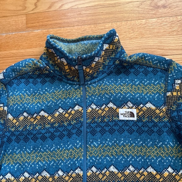 North Face Gordon Lyons Novelty 1/4 Zip Size L summit Gold Landscape Knit Print - Picture 3 of 7